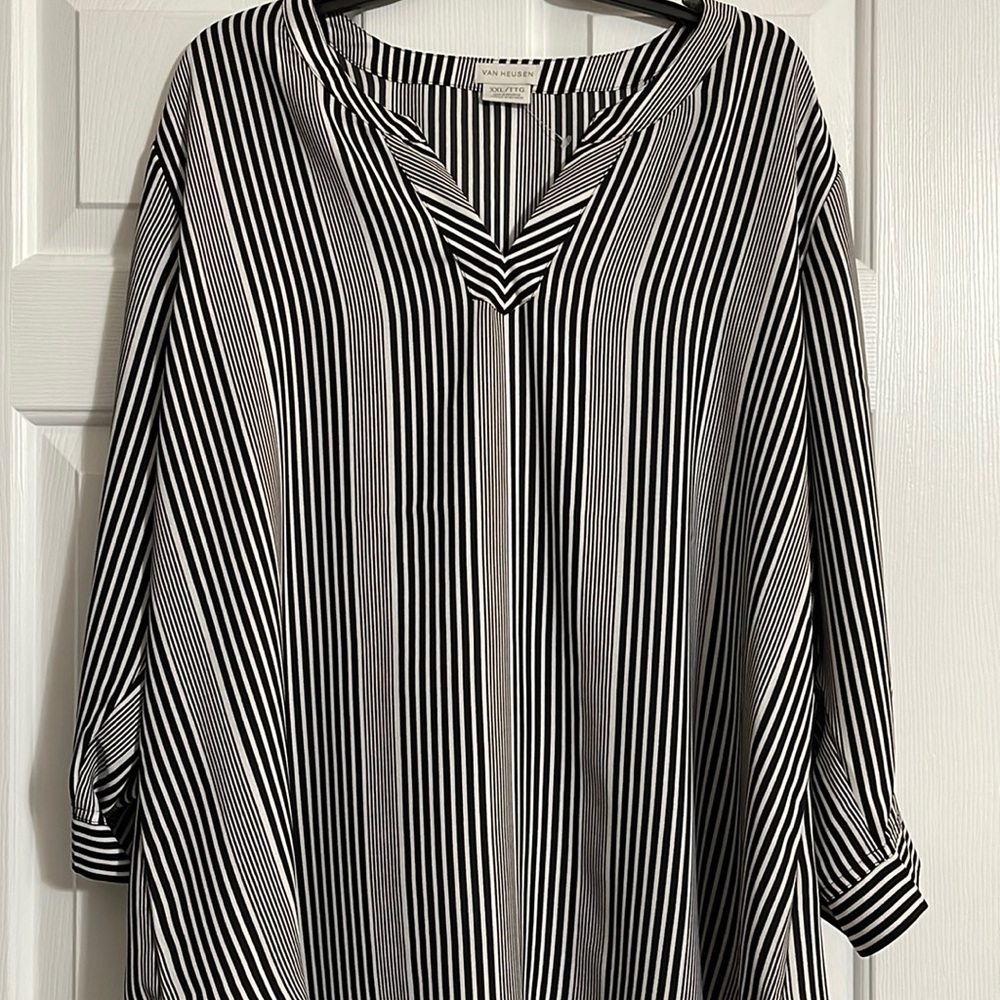 Van Heusen black and white striped blouse